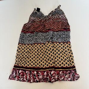 Lord & Taylor Multi-color, Multi-print woven rayon sleeveless blouse